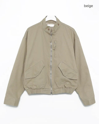 Stand-neck flap double-zip blouson