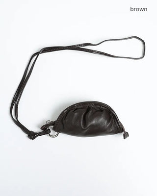 Gathered Mini Leather Shoulder Pouch
