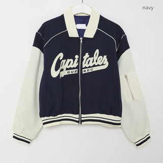 Two-tone varsity jacket