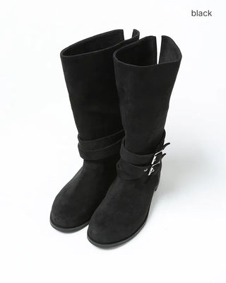 Ankle double belt 2-way suede boots