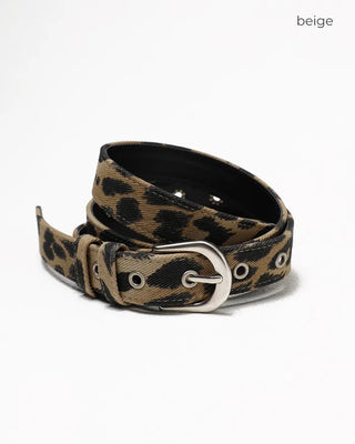 Leopard Serge Double Loop Belt