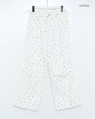 Flower pattern cotton pants