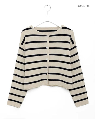 Striped button cardigan