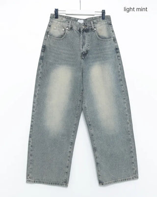 (Unisex) Vintage Wash Wide Straight Jeans
