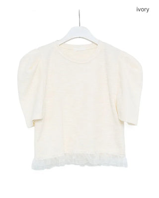 Shoulder puff semi-cropped blouse