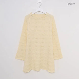 Perforated knit mini dress