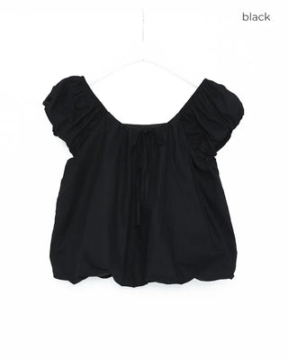 Shirred puff ribbon blouse