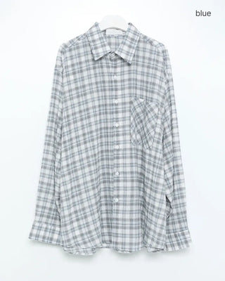 Gingham check point long-sleeved shirt