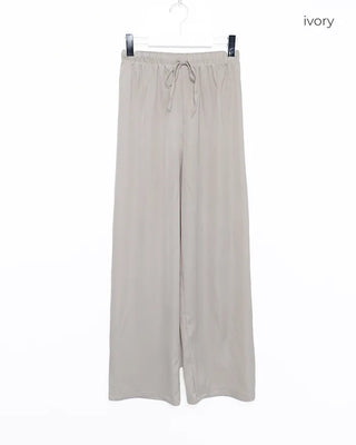 Satin string wide-waist elasticated pants