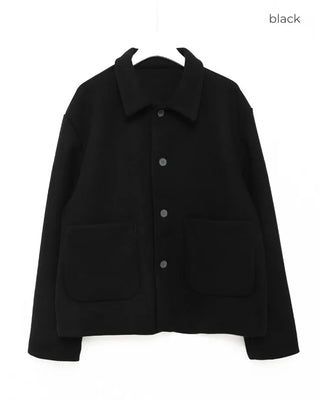 Minimalist wool collar jacket