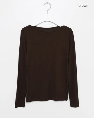 Boat neck long-sleeve top