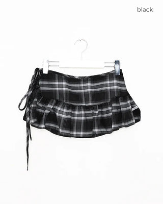 Checked layered skirt