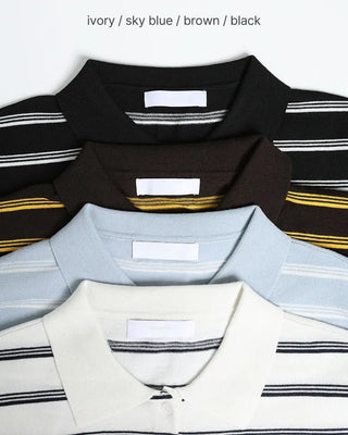 Striped knit polo shirt