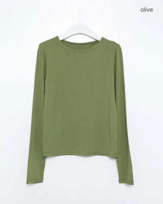 Slim Round Tencel Long Sleeve T-Shirt
