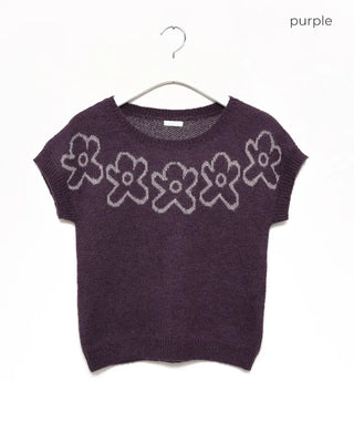 Floral short-sleeved knit