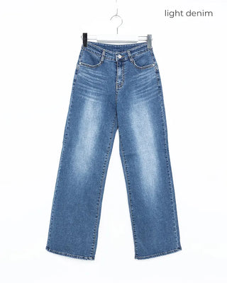 Washed straight denim