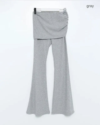 Skirt-layered flared pants