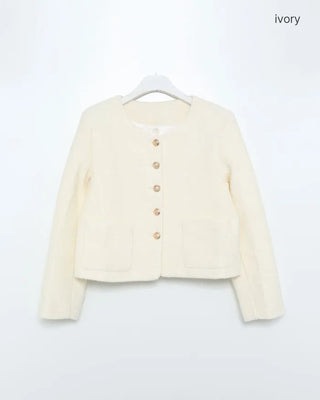Gold Button Round Neck Jacket