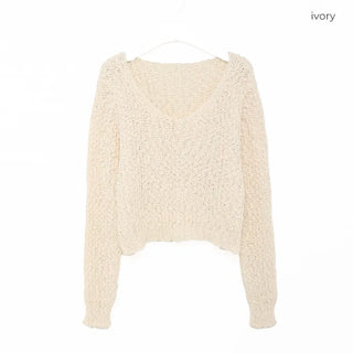Popcorn V-neck knitwear