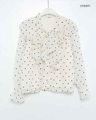 Neck strap ruffle chiffon blouse