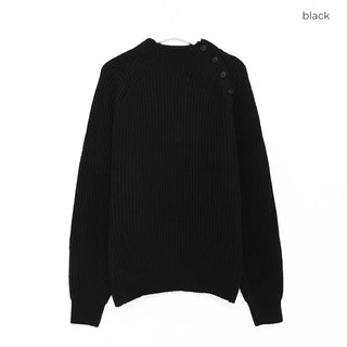 (Unisex) Button Mock Neck Raglan Knit