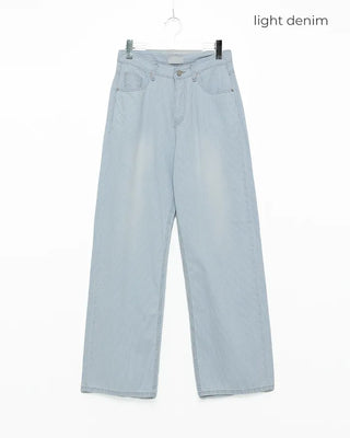 Pencil stripe summer light denim pants