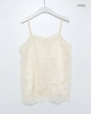 Wide lace side slit camisole