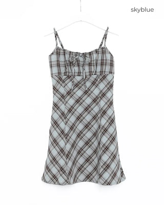 Checked layered camisole dress