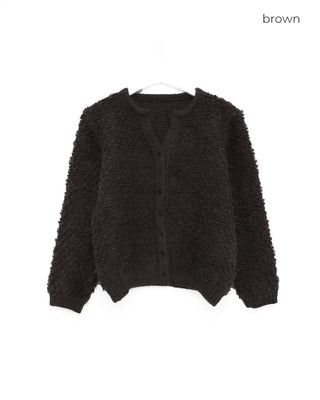 Fleece V-neck Round Cardigan