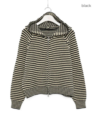 Oversized striped hooded zip-up