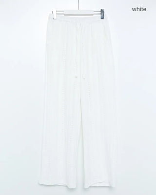 Waist String Sheer Lace Easy Pants