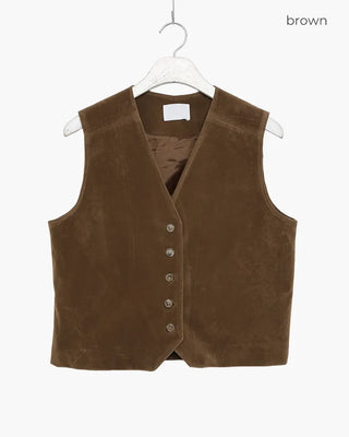 Suede V-neck vest
