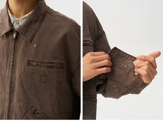 [Monterest] Washed Distressed Canvas Work Jacket