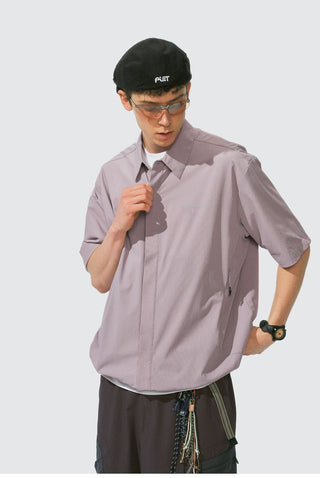 [Monterest] Arc Seam Short Sleeve Layered Shirt