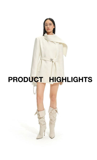 [NOTAWEAR] Wool Blend Belted Coat with  Scarf