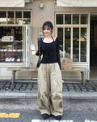 [2-way] Carpenter Tucked Wide Pants