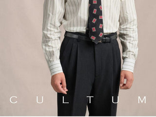 [CULTUM] 1930s Long Point Collar Striped Shirt