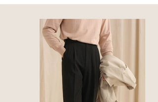 [CULTUM] Herringbone Brushed Pleated Trousers