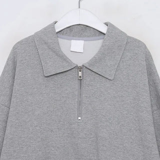 Oversized Half-Zip Color Sweatshirt