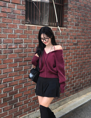 (Pleated skirt with built-in inner shorts)
