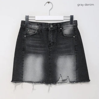Vintage washed denim mini skirt