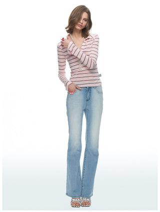 [NECY] Color Block Stripe Polo Shirt (2color)