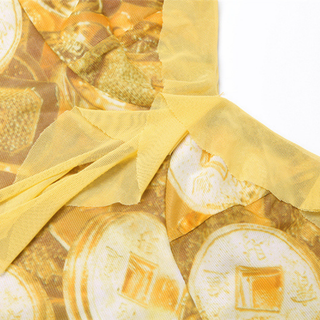 Ruffle v neck slit print cami maxi dress