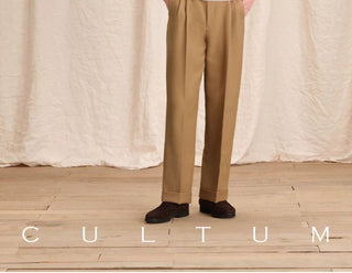 [CULTUM] Double Pleat Straight Leg Trousers
