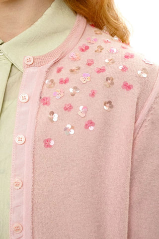 [Moromoro2] Sequin Flower Crew Neck  Cardigan