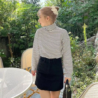 Striped turtleneck sweatshirt