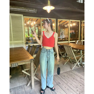 Cropped knit bustier
