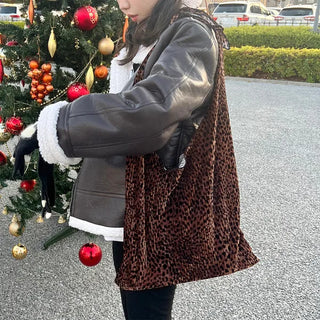 Leopard velvet bag