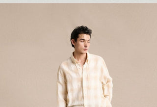[CULTUM] Linen Blend Check Seersucker Shirt