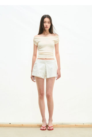 [NOTAWEAR] Fake two-piece textured skirt